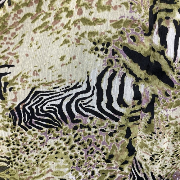 She's Cool Midi Sun Dress Womens Juniors XL Green Zebra Print‎ Babydoll Lined - Picture 10 of 14